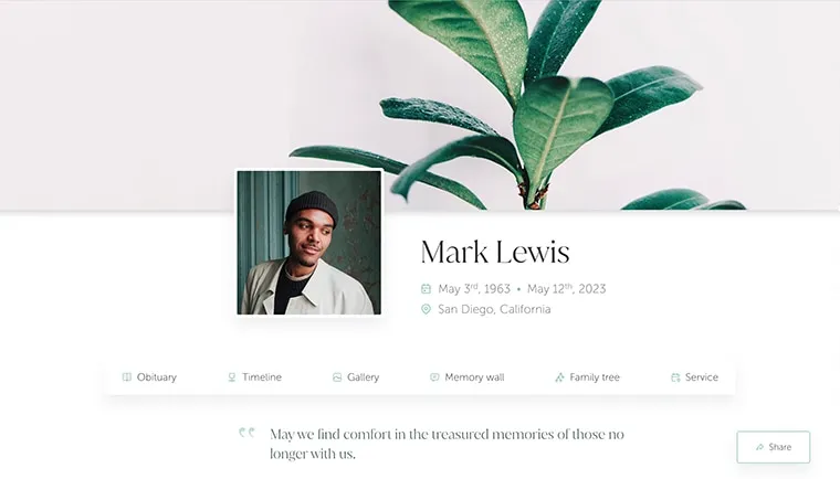 Digital Memorial Page